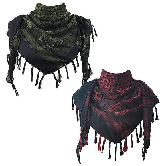Explore Land Cotton Shemagh Keffiyeh Tactical , Black and Green, Black and Red